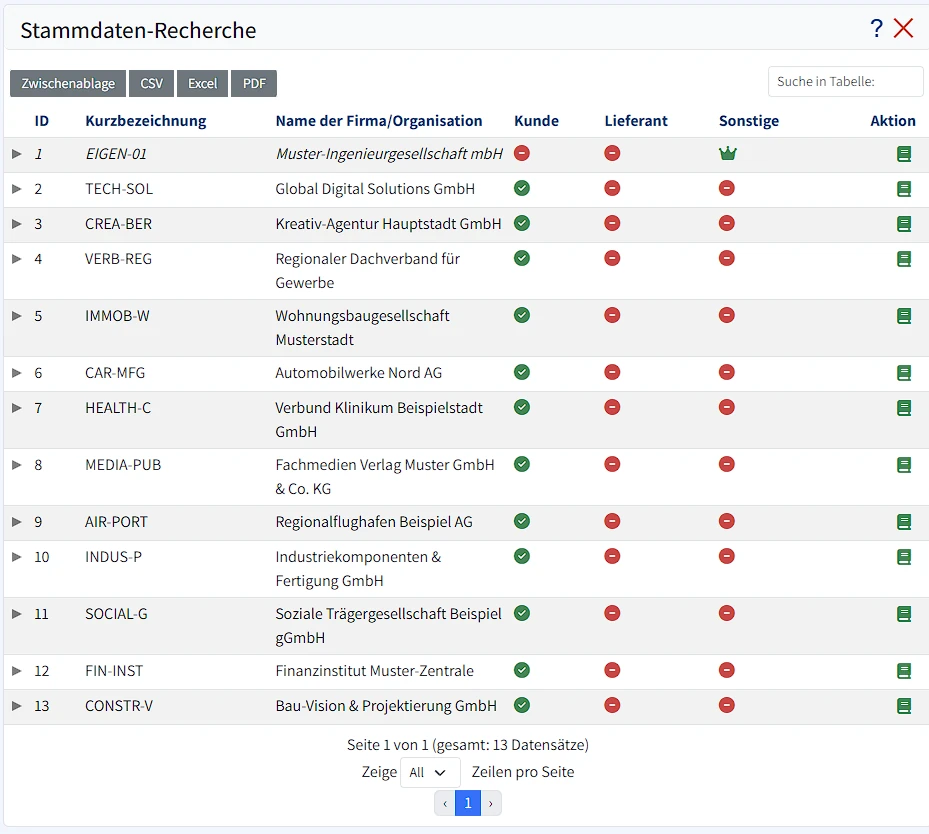 Kundenstammdaten im EP Enterprise Portal