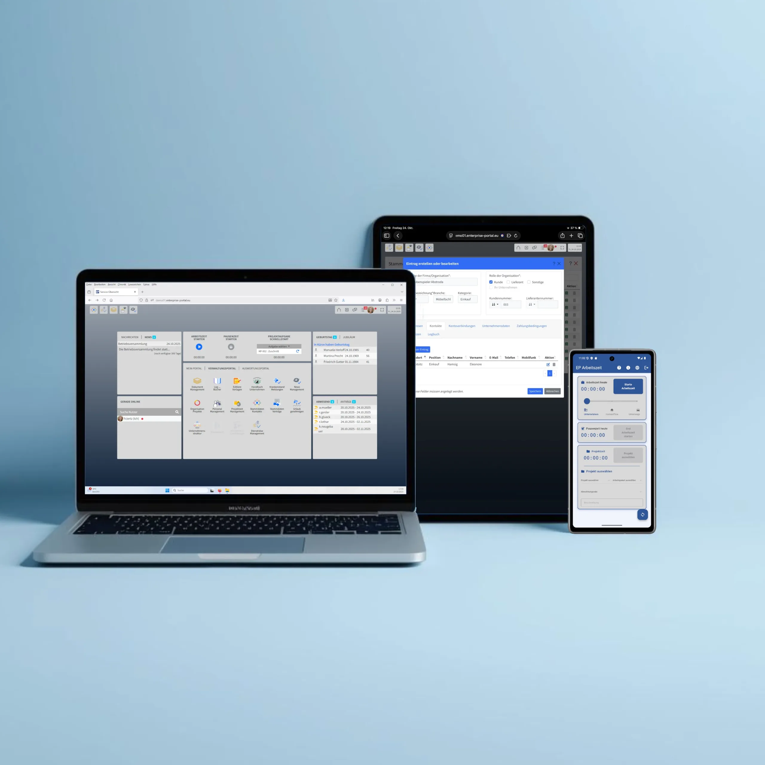 EP Enterprise Portal funktioniert auf allen Endgeräten