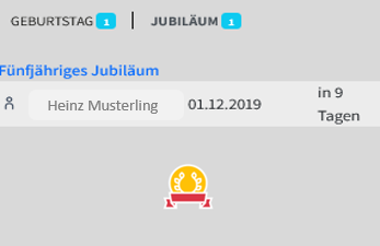 Jubiläen im Dashboard des EP Enterprise Portal