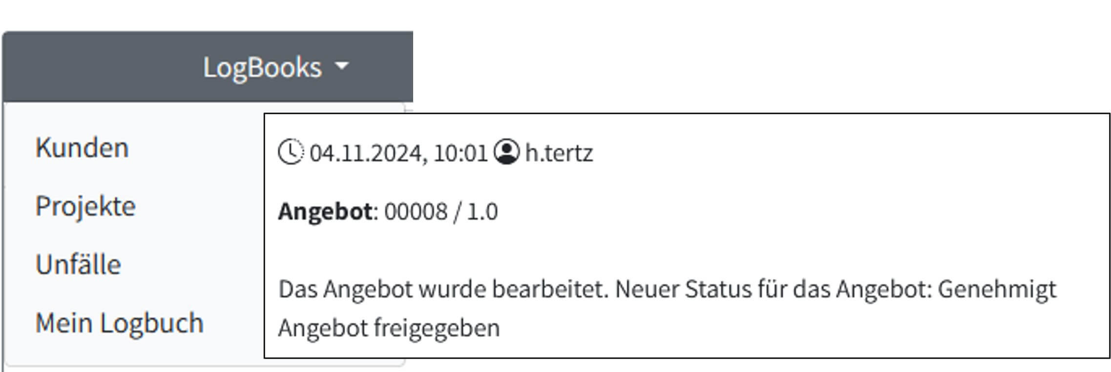 Logbuch im EP Enterprise Portal