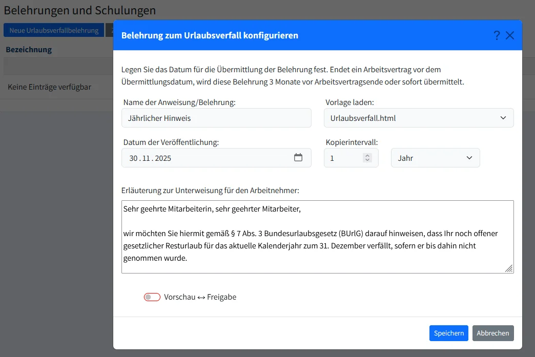 Belehrungen m EP Enterprise Portal