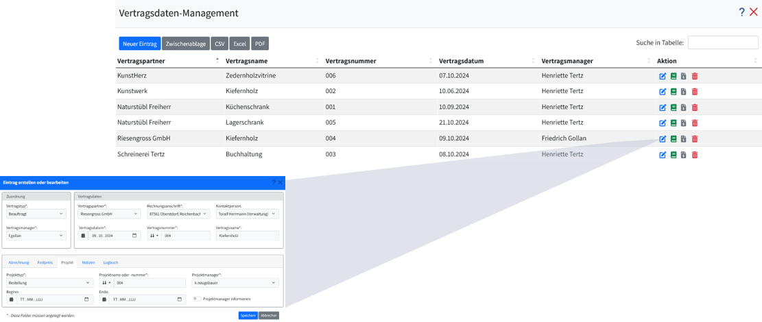Vertragsverwaltung im EP Enterprise Portal